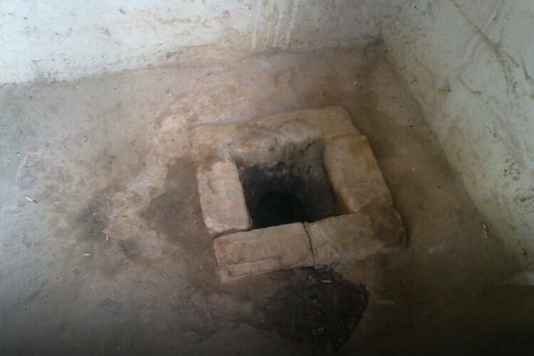 Calcutta woman newborn pit toilet