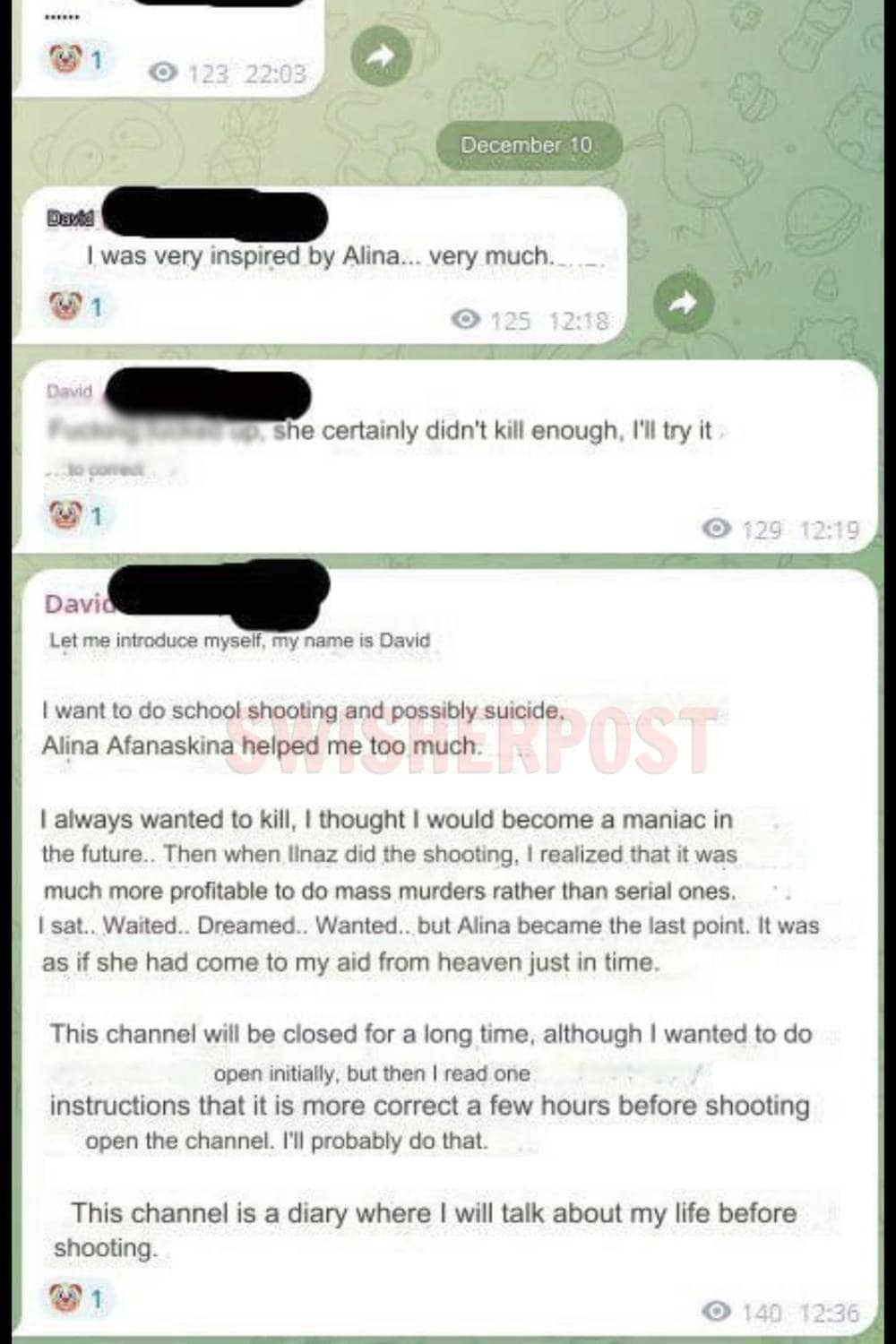 Prague mass shooting who is David kozak telegram diary 2