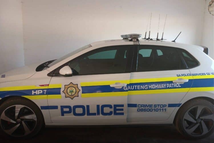 gauteng SAPS highway patrol vehicle blue lights gang