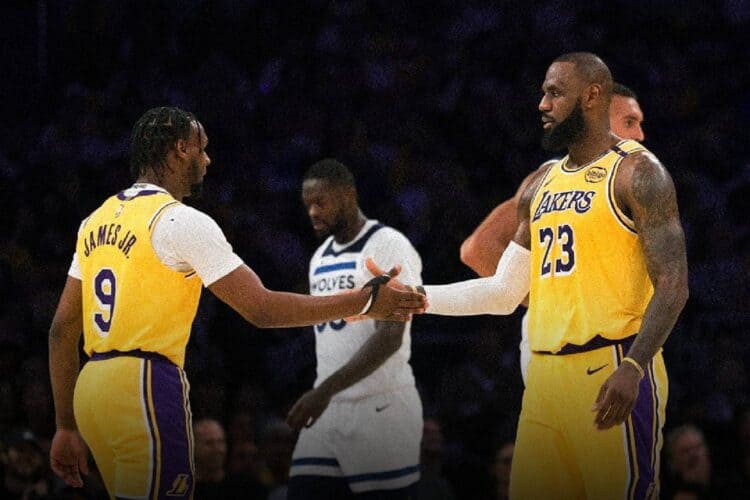 lakers vs timberwolves Lebron bronny james