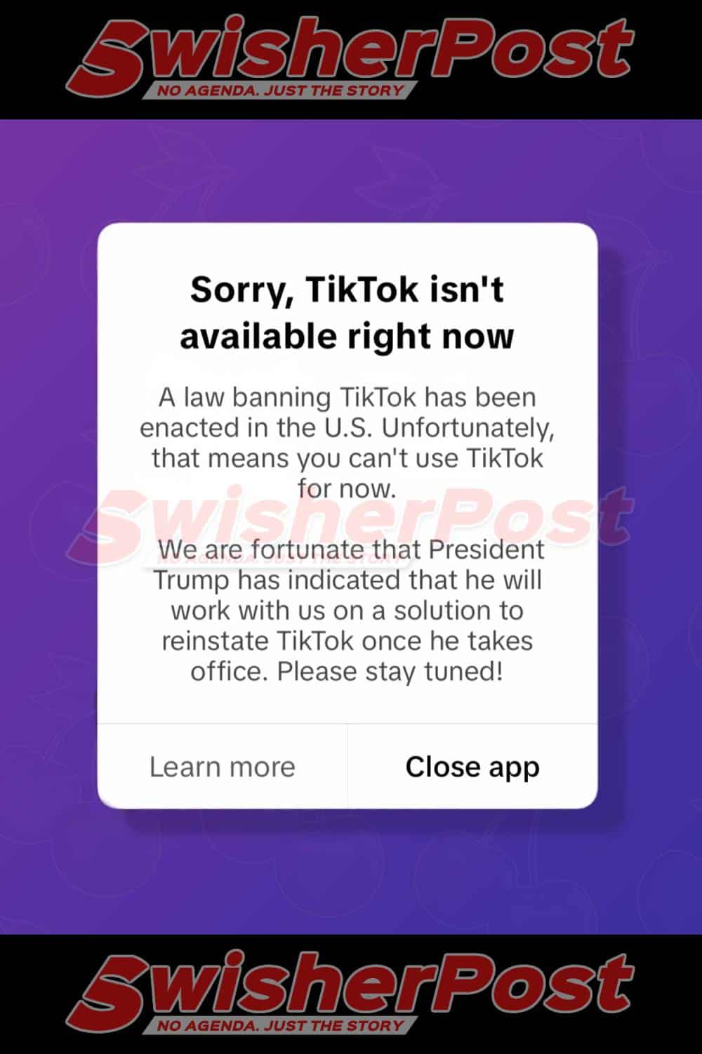 tiktok ban popup message