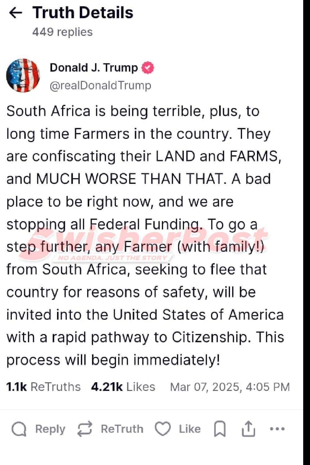 Donald trump truth social post about US citizenship