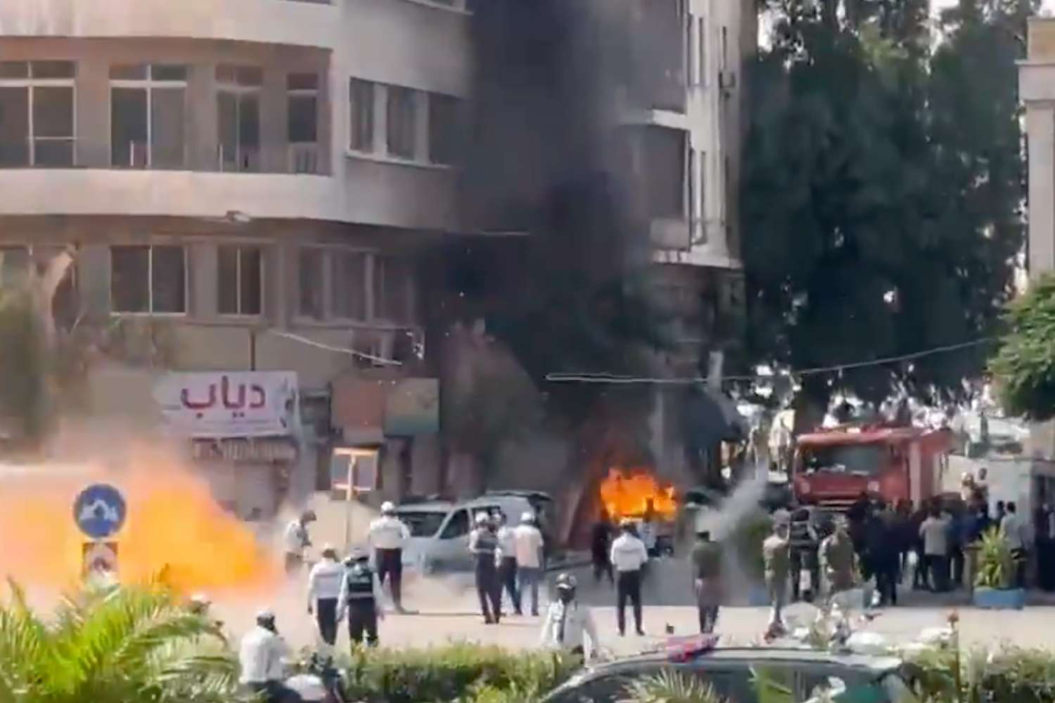 damascus hotel bomb explosion macron